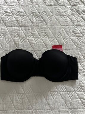 Spanx Bra Cha Cha Stay Put Strapless Bra Full Coverage Size 32B Smooth Black New